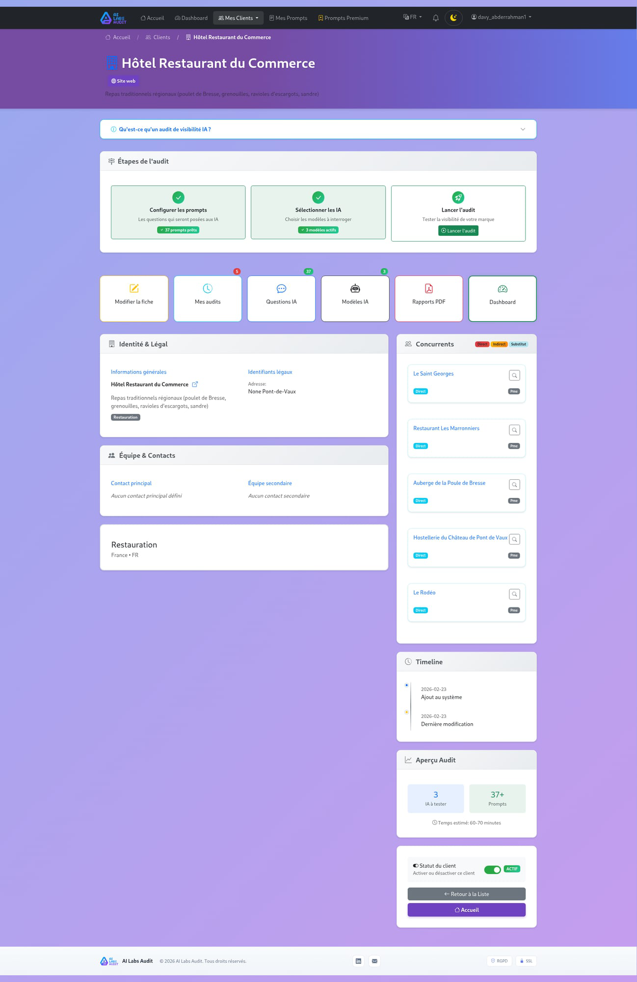 Fiche client AI Labs Audit