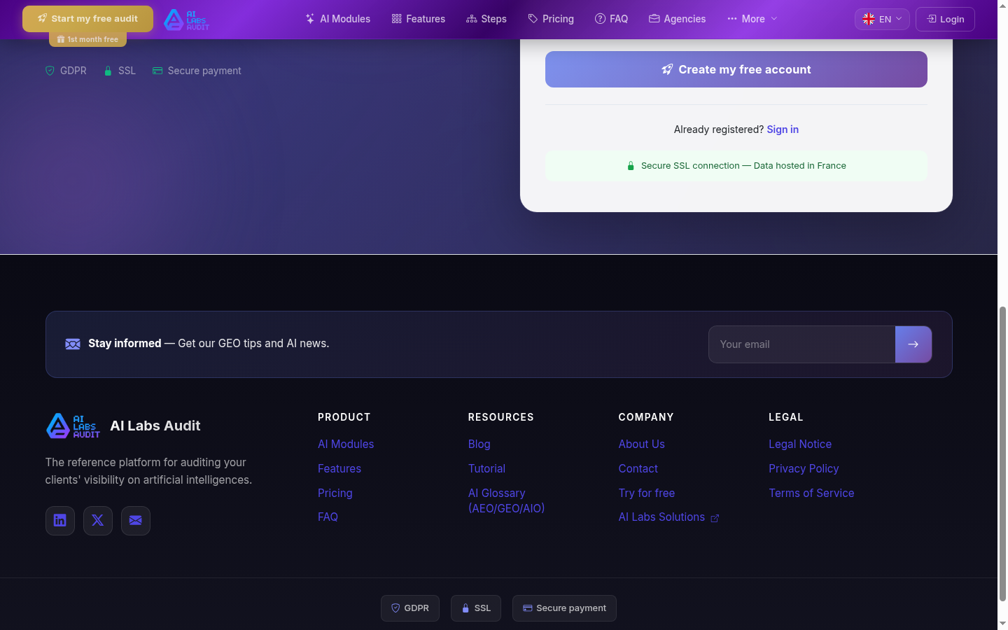 Dashboard mit Vergleich von Nativ- und Web-Scores